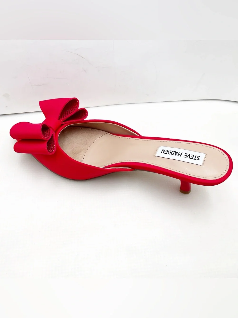 🆕{Steve Madden} Method Red Pointed-Toe Bow Mules - Picture 3 of 16